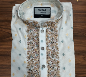 Sultan – Cream Golder Star Design Pannjabi