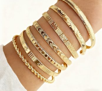 7 pieces textured bracelet (Gold)