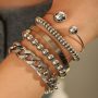 5 pieces punk bracelet (Silver)
