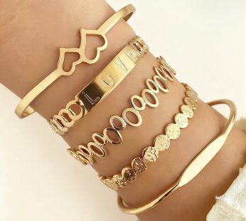 5 pieces of love bracelets (gold)