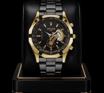 ORUSS (gold logo print on the dial)